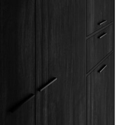 Wyld Haus Ireland 3 Door Wood-Effect Wardrobe With 1 Drawer, Matt Black Frame - thumbnail 4