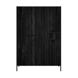 Wyld Haus Ireland 3 Door Wood-Effect Wardrobe With 1 Drawer, Matt Black Frame - thumbnail 5
