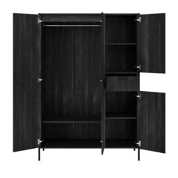 Wyld Haus Ireland 3 Door Wood-Effect Wardrobe With 1 Drawer, Matt Black Frame - thumbnail 6