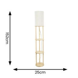 Valuelights Elsa Natural Wooden 3 Tier Floor Lamp With Fabric Shade And Led Bulb - thumbnail 6