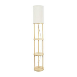 Valuelights Elsa Natural Wooden 3 Tier Floor Lamp With Fabric Shade And Led Bulb - thumbnail 2