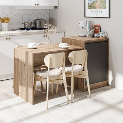 Roomart Milano Kitchen Island And Dining Table, Anthracite And Oak Effect - image 1
