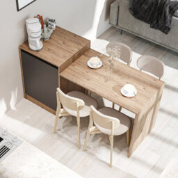 Roomart Milano Kitchen Island And Dining Table, Anthracite And Oak Effect - thumbnail 4