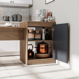 Roomart Milano Kitchen Island And Dining Table, Anthracite And Oak Effect - thumbnail 3