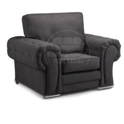 Furnishings For Less UK Milan Fabric 3 Piece Sofa Suite Black Full Back Chesterfield Style - thumbnail 4