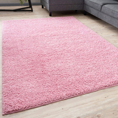 The Rugs Pink Soft Plain Design Fluffy Shaggy Rugs And Runners High Pile Living Room Kitchen Hallway 380 - image 1