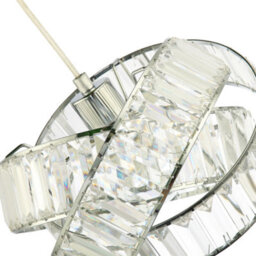 Happy Homewares Modern Three Ring Chrome Pendant Lighting Shade With Transparent Acrylic Prisms - thumbnail 3