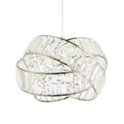 Happy Homewares Modern Three Ring Chrome Pendant Lighting Shade With Transparent Acrylic Prisms - thumbnail 2