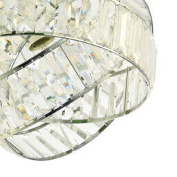 Happy Homewares Modern Three Ring Chrome Pendant Lighting Shade With Transparent Acrylic Prisms - thumbnail 4