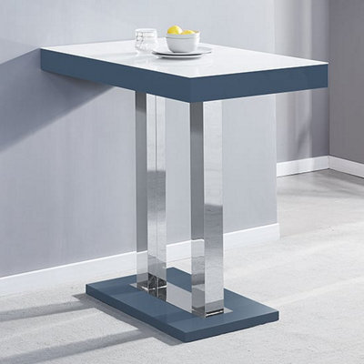 Furniture in Fashion Caprice High Gloss Bar Table In Grey With White Glass Top - image 1