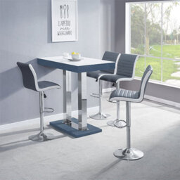 Furniture in Fashion Caprice High Gloss Bar Table In Grey With White Glass Top - thumbnail 2
