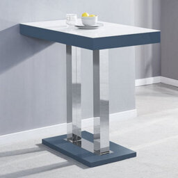 Furniture in Fashion Caprice High Gloss Bar Table In Grey With White Glass Top - thumbnail 1