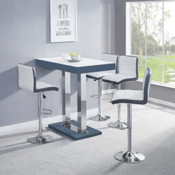 Furniture in Fashion Caprice High Gloss Bar Table In Grey With White Glass Top - thumbnail 3