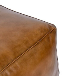 Elm Home And Garden 100% Real Genuine Leather Large Pommel Footstool Ottoman Tan Brown - thumbnail 4