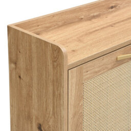 Btm Rattan Shoe Cabinet, 4 Doors, Metal Frame, Top Shelf, Wooden Storage For 16-20 Pairs - thumbnail 9