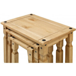 Mercers Furniture Corona Piccolo Nest Of Tables 3 Side End Table Set Solid Wood Pine Wooden With Mexican Styling - thumbnail 3