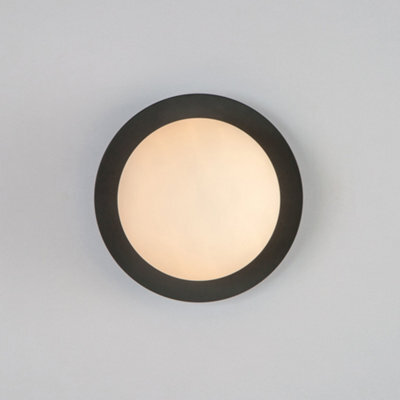 Houseof Frosted Glass Opal Ball Shade Disk Wall Light Bathroom Compatible - Charcoal Grey Black - image 1