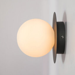 Houseof Frosted Glass Opal Ball Shade Disk Wall Light Bathroom Compatible - Charcoal Grey Black - thumbnail 6