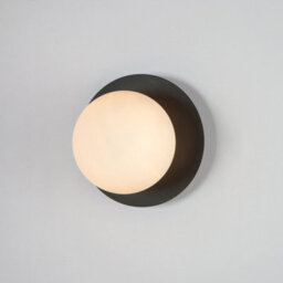 Houseof Frosted Glass Opal Ball Shade Disk Wall Light Bathroom Compatible - Charcoal Grey Black - thumbnail 2