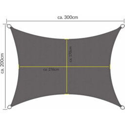 Grey 300X200Cm Rectangular Polyester Shade Sail Uv Resistant - thumbnail 2