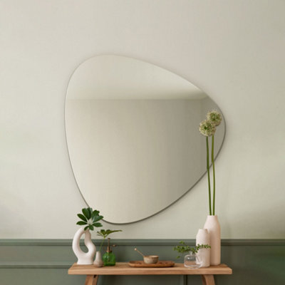 Mirroroutlet The Lapis Frameless Pebble Pond Wall Mirror 80 X 60Cm - image 1