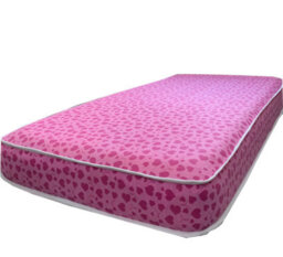 "Wilson Beds - 4"" (10Cm) Deep 2Ft6 Small Single Hot Pink Hearts Firm All Reflex Foam Kids Thin Mattress" - thumbnail 1