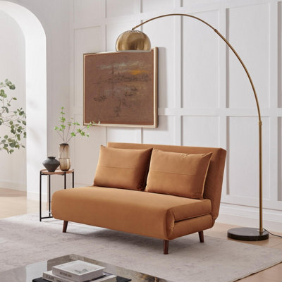 Furniturebox Uk Bobby Orange Velvet Double Folding Sofa Bed - image 1