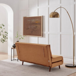 Furniturebox Uk Bobby Orange Velvet Double Folding Sofa Bed - thumbnail 3