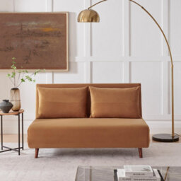 Furniturebox Uk Bobby Orange Velvet Double Folding Sofa Bed - thumbnail 2