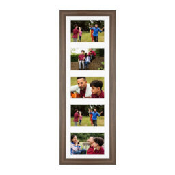 AK Frames 26X8 Walnut Sleek Multi Photo Frame With White Mount - Holds 5 Apertures (5X) 6X4 Photos