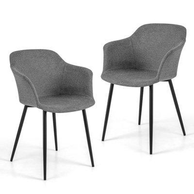 Gainoom Set Of 2 Grey Dining Chairs Upholstered Armless Accent Chair With Ergonomic Backrest - image 1