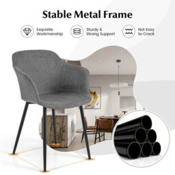 Gainoom Set Of 2 Grey Dining Chairs Upholstered Armless Accent Chair With Ergonomic Backrest - thumbnail 5