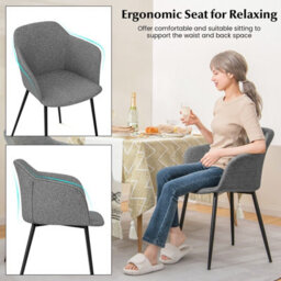 Gainoom Set Of 2 Grey Dining Chairs Upholstered Armless Accent Chair With Ergonomic Backrest - thumbnail 7