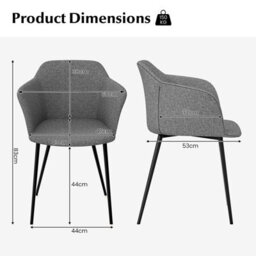 Gainoom Set Of 2 Grey Dining Chairs Upholstered Armless Accent Chair With Ergonomic Backrest - thumbnail 2