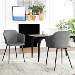 Gainoom Set Of 2 Grey Dining Chairs Upholstered Armless Accent Chair With Ergonomic Backrest - thumbnail 4