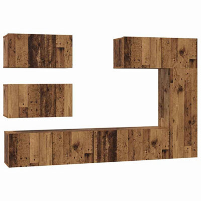 Berkfield Modern Tv Cabinet Set 6 Pcs Old Wood 30.5 X 30 X 90 Cm Engineered Wood - image 1