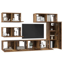 Berkfield Modern Tv Cabinet Set 6 Pcs Old Wood 30.5 X 30 X 90 Cm Engineered Wood - thumbnail 3