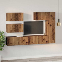 Berkfield Modern Tv Cabinet Set 6 Pcs Old Wood 30.5 X 30 X 90 Cm Engineered Wood - thumbnail 4