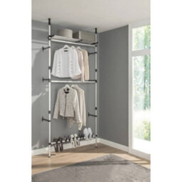Walplus Telescopic Wardrobe System With Rods And Shelf Aluminium - thumbnail 4