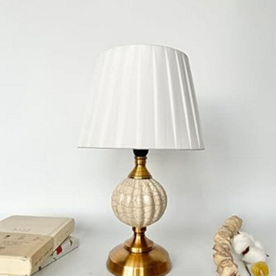 Biznest Sleek Light Teal & Copper Ceramic Metal Base And Soft White Fabric Shade For A Modern Table Lamp 50 Cm (Spiral Globe T059)
