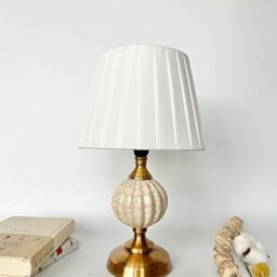 Biznest Sleek Light Teal & Copper Ceramic Metal Base And Soft White Fabric Shade For A Modern Table Lamp 50 Cm (Spiral Globe T059)