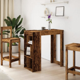 Berkfield Bar Table With Racks Old Wood 102X50X103.5 Cm Engineered Wood - thumbnail 3