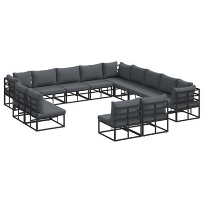Berkfield Modern Garden Sofa Set With Cushion 13 Pcs Black Aluminium - image 1