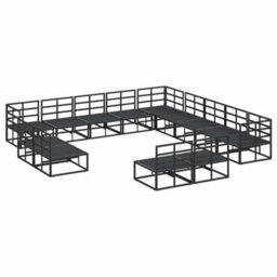 Berkfield Modern Garden Sofa Set With Cushion 13 Pcs Black Aluminium - thumbnail 7