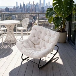 Beige Seat Cushion Large Size Chair Rocking Chair Reclining Chair Bird Nest Rattan Balcony Home Leisure Lazy Sofa - thumbnail 3