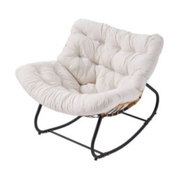 Beige Seat Cushion Large Size Chair Rocking Chair Reclining Chair Bird Nest Rattan Balcony Home Leisure Lazy Sofa - thumbnail 5