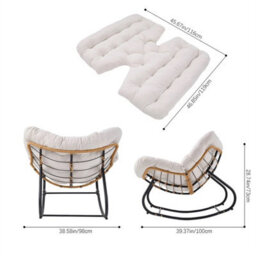 Beige Seat Cushion Large Size Chair Rocking Chair Reclining Chair Bird Nest Rattan Balcony Home Leisure Lazy Sofa - thumbnail 2