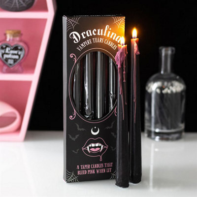Set Of 4 Pink Vampire Tears Taper Candles - image 1