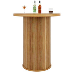 Matteo Round Bar Table With Storage Cabinet - 92Cm High, Mdf Wood Look - thumbnail 7