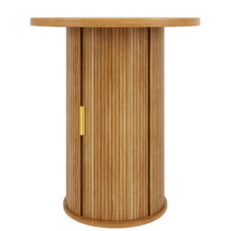 Matteo Round Bar Table With Storage Cabinet - 92Cm High, Mdf Wood Look - thumbnail 5